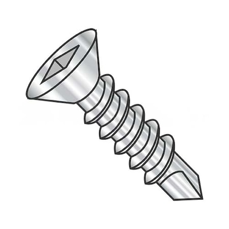 Usa Industrials Self-Drilling Screw, #6-20 x 3/4 in, Plain 18-8 Stainless Steel Flat Head Square Drive BULK-SCRW-10883